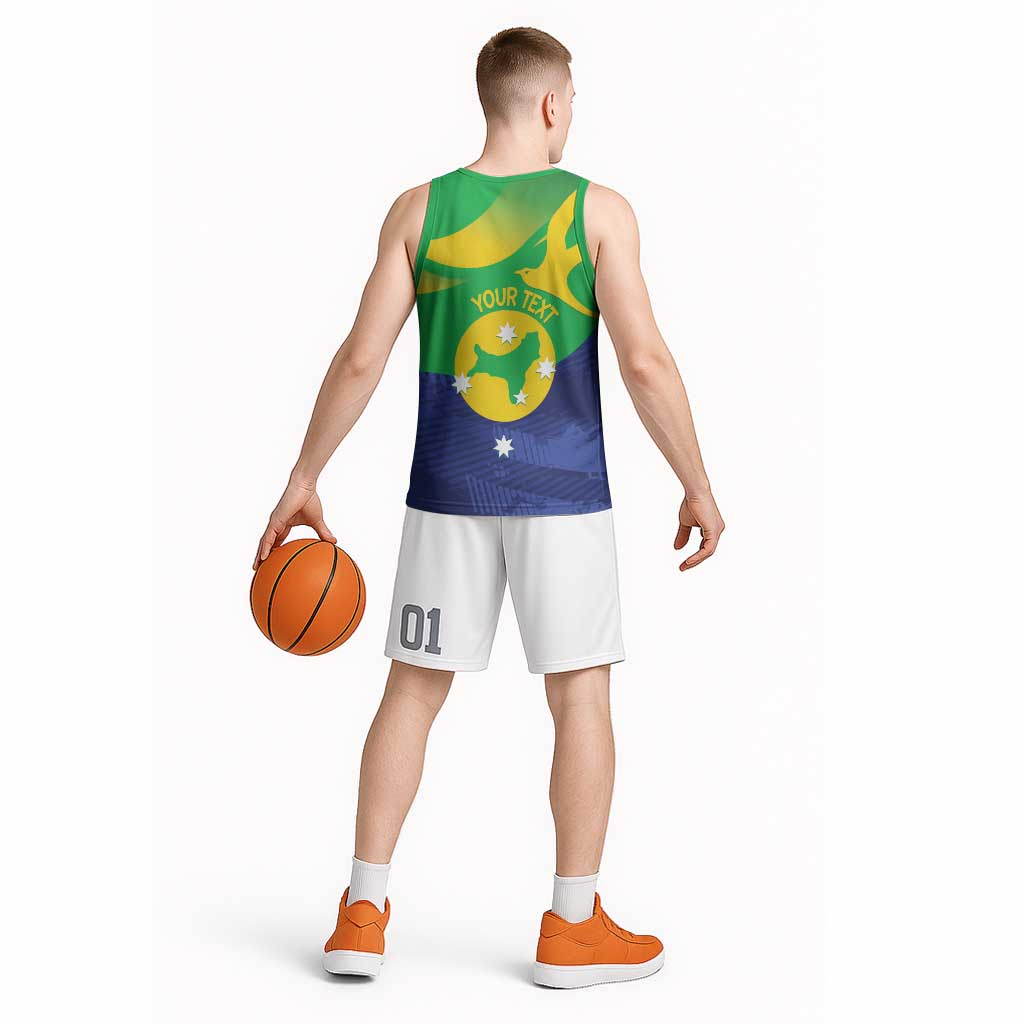 Personalised Australia Christmas Island Basketball Jersey Wilayah Pulau Krismas Flag Color - Aussie Hoodie