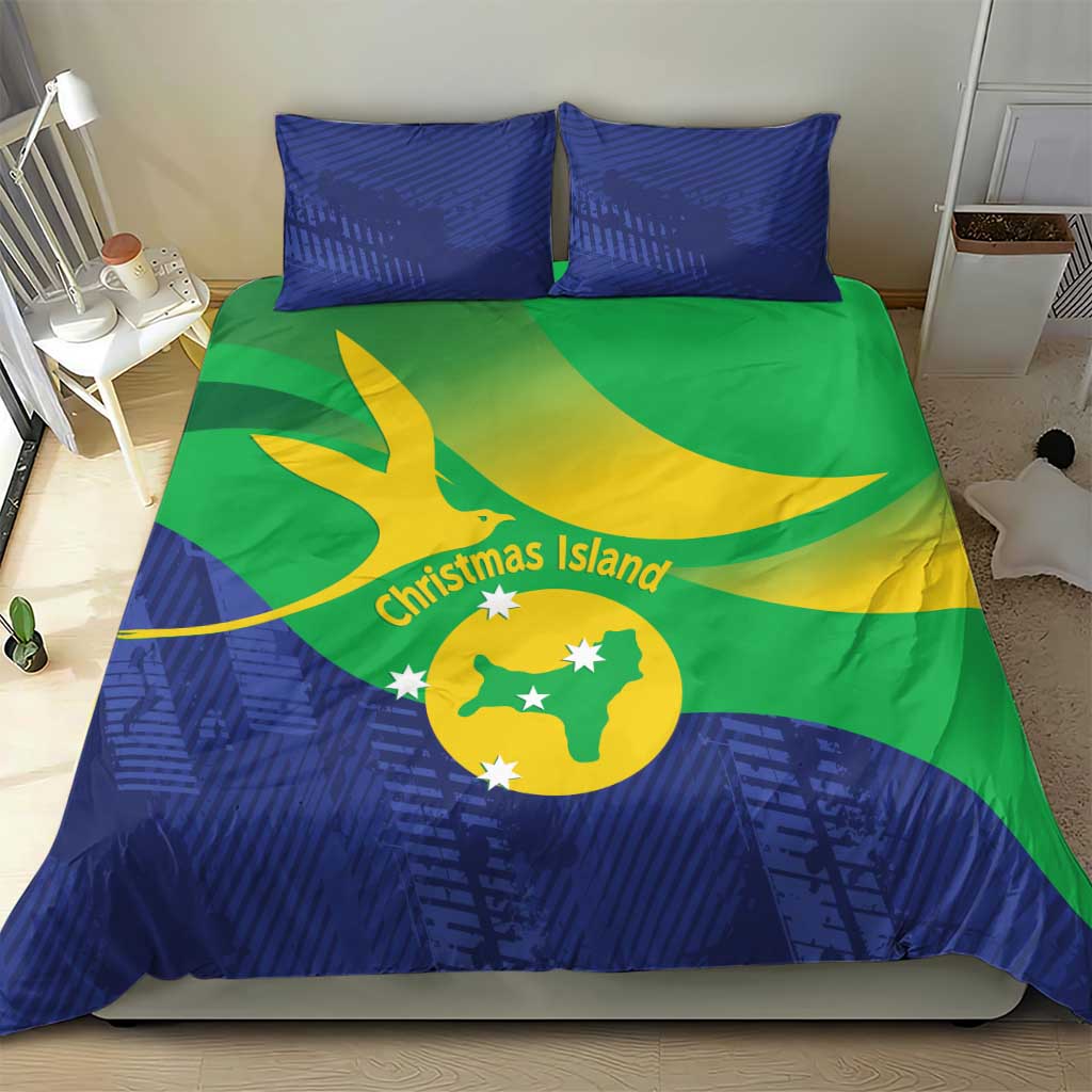 Australia Christmas Island Bedding Set Wilayah Pulau Krismas Flag Color - Aussie Hoodie