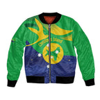 Personalised Australia Christmas Island Bomber Jacket Wilayah Pulau Krismas Flag Color - Aussie Hoodie