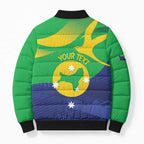 Personalised Australia Christmas Island Bomber Puffer Jacket Wilayah Pulau Krismas Flag Color - Aussie Hoodie