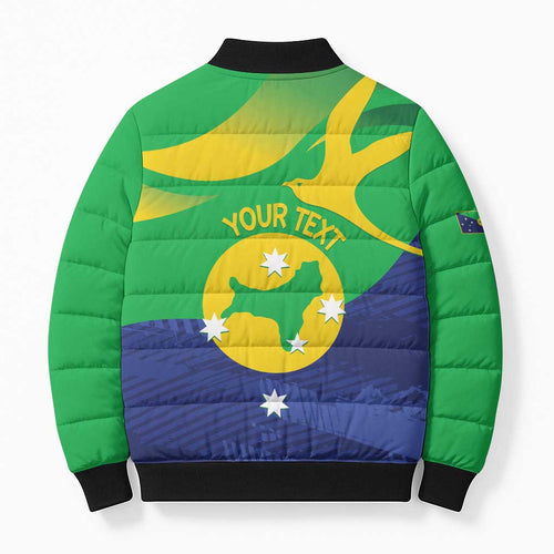 Personalised Australia Christmas Island Bomber Puffer Jacket Wilayah Pulau Krismas Flag Color - Aussie Hoodie
