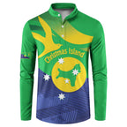 Personalised Australia Christmas Island Button Sweatshirt Wilayah Pulau Krismas Flag Color - Aussie Hoodie