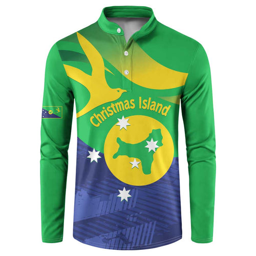 Personalised Australia Christmas Island Button Sweatshirt Wilayah Pulau Krismas Flag Color - Aussie Hoodie