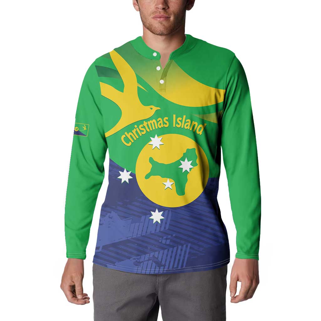 Personalised Australia Christmas Island Button Sweatshirt Wilayah Pulau Krismas Flag Color - Aussie Hoodie