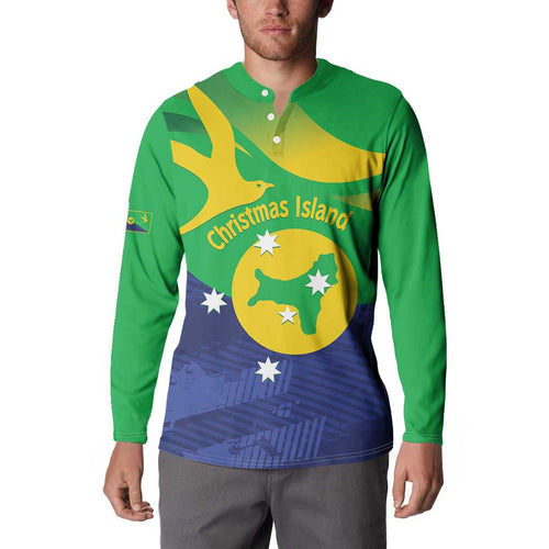 Personalised Australia Christmas Island Button Sweatshirt Wilayah Pulau Krismas Flag Color - Aussie Hoodie