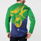 Personalised Australia Christmas Island Button Sweatshirt Wilayah Pulau Krismas Flag Color - Aussie Hoodie