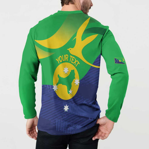 Personalised Australia Christmas Island Button Sweatshirt Wilayah Pulau Krismas Flag Color - Aussie Hoodie
