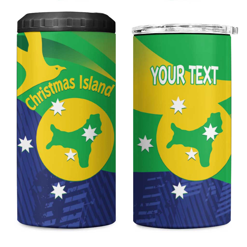 Personalised Australia Christmas Island 4 in 1 Can Cooler Tumbler Wilayah Pulau Krismas Flag Color - Aussie Hoodie