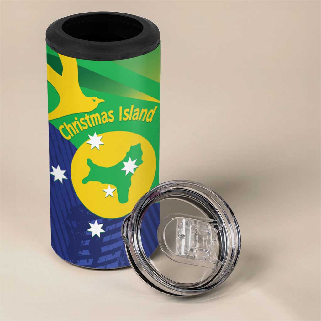 Personalised Australia Christmas Island 4 in 1 Can Cooler Tumbler Wilayah Pulau Krismas Flag Color - Aussie Hoodie