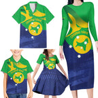 Personalised Australia Christmas Island Family Matching Long Sleeve Bodycon Dress and Hawaiian Shirt Wilayah Pulau Krismas Flag Color - Aussie Hoodie