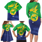 Personalised Australia Christmas Island Family Matching Long Sleeve Bodycon Dress and Hawaiian Shirt Wilayah Pulau Krismas Flag Color - Aussie Hoodie