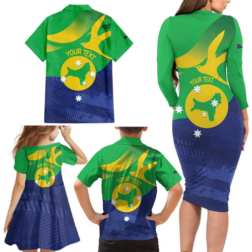 Personalised Australia Christmas Island Family Matching Long Sleeve Bodycon Dress and Hawaiian Shirt Wilayah Pulau Krismas Flag Color - Aussie Hoodie