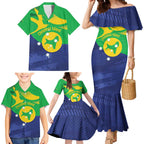 Personalised Australia Christmas Island Family Matching Mermaid Dress and Hawaiian Shirt Wilayah Pulau Krismas Flag Color - Aussie Hoodie
