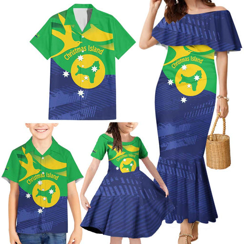 Personalised Australia Christmas Island Family Matching Mermaid Dress and Hawaiian Shirt Wilayah Pulau Krismas Flag Color - Aussie Hoodie