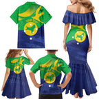 Personalised Australia Christmas Island Family Matching Mermaid Dress and Hawaiian Shirt Wilayah Pulau Krismas Flag Color - Aussie Hoodie