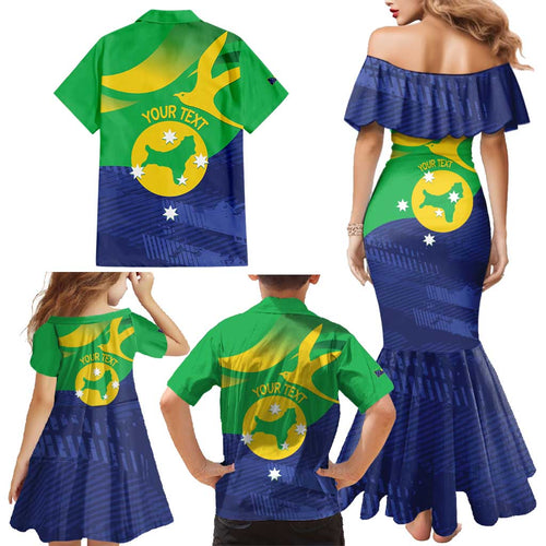 Personalised Australia Christmas Island Family Matching Mermaid Dress and Hawaiian Shirt Wilayah Pulau Krismas Flag Color - Aussie Hoodie