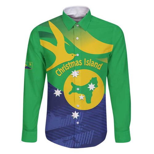 Personalised Australia Christmas Island Family Matching Off The Shoulder Long Sleeve Dress and Hawaiian Shirt Wilayah Pulau Krismas Flag Color - Aussie Hoodie