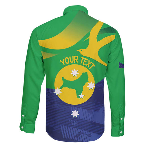 Personalised Australia Christmas Island Family Matching Off The Shoulder Long Sleeve Dress and Hawaiian Shirt Wilayah Pulau Krismas Flag Color - Aussie Hoodie