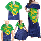 Personalised Australia Christmas Island Family Matching Off Shoulder Maxi Dress and Hawaiian Shirt Wilayah Pulau Krismas Flag Color - Aussie Hoodie