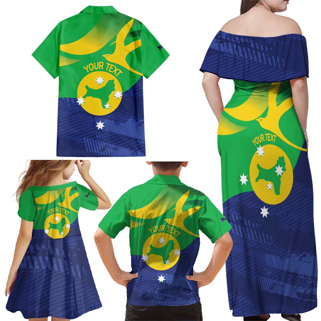 Personalised Australia Christmas Island Family Matching Off Shoulder Maxi Dress and Hawaiian Shirt Wilayah Pulau Krismas Flag Color - Aussie Hoodie