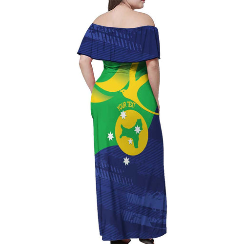 Personalised Australia Christmas Island Family Matching Off Shoulder Maxi Dress and Hawaiian Shirt Wilayah Pulau Krismas Flag Color - Aussie Hoodie