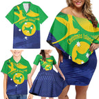 Personalised Australia Christmas Island Family Matching Off Shoulder Short Dress and Hawaiian Shirt Wilayah Pulau Krismas Flag Color - Aussie Hoodie