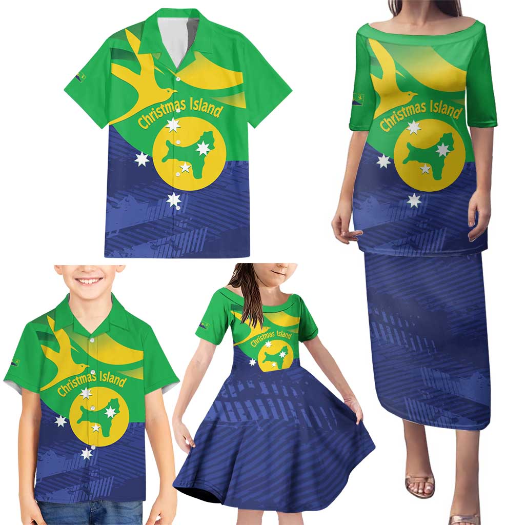 Personalised Australia Christmas Island Family Matching Puletasi and Hawaiian Shirt Wilayah Pulau Krismas Flag Color - Aussie Hoodie