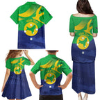 Personalised Australia Christmas Island Family Matching Puletasi and Hawaiian Shirt Wilayah Pulau Krismas Flag Color - Aussie Hoodie