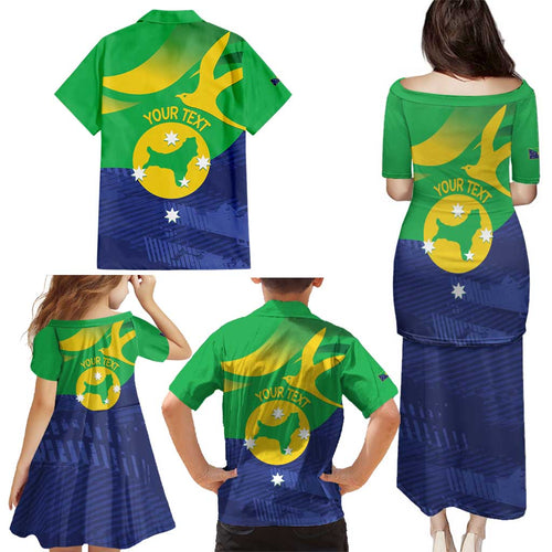Personalised Australia Christmas Island Family Matching Puletasi and Hawaiian Shirt Wilayah Pulau Krismas Flag Color - Aussie Hoodie