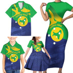Personalised Australia Christmas Island Family Matching Short Sleeve Bodycon Dress and Hawaiian Shirt Wilayah Pulau Krismas Flag Color - Aussie Hoodie