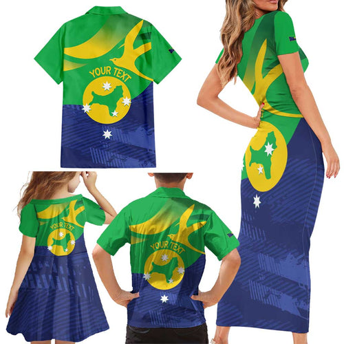 Personalised Australia Christmas Island Family Matching Short Sleeve Bodycon Dress and Hawaiian Shirt Wilayah Pulau Krismas Flag Color - Aussie Hoodie