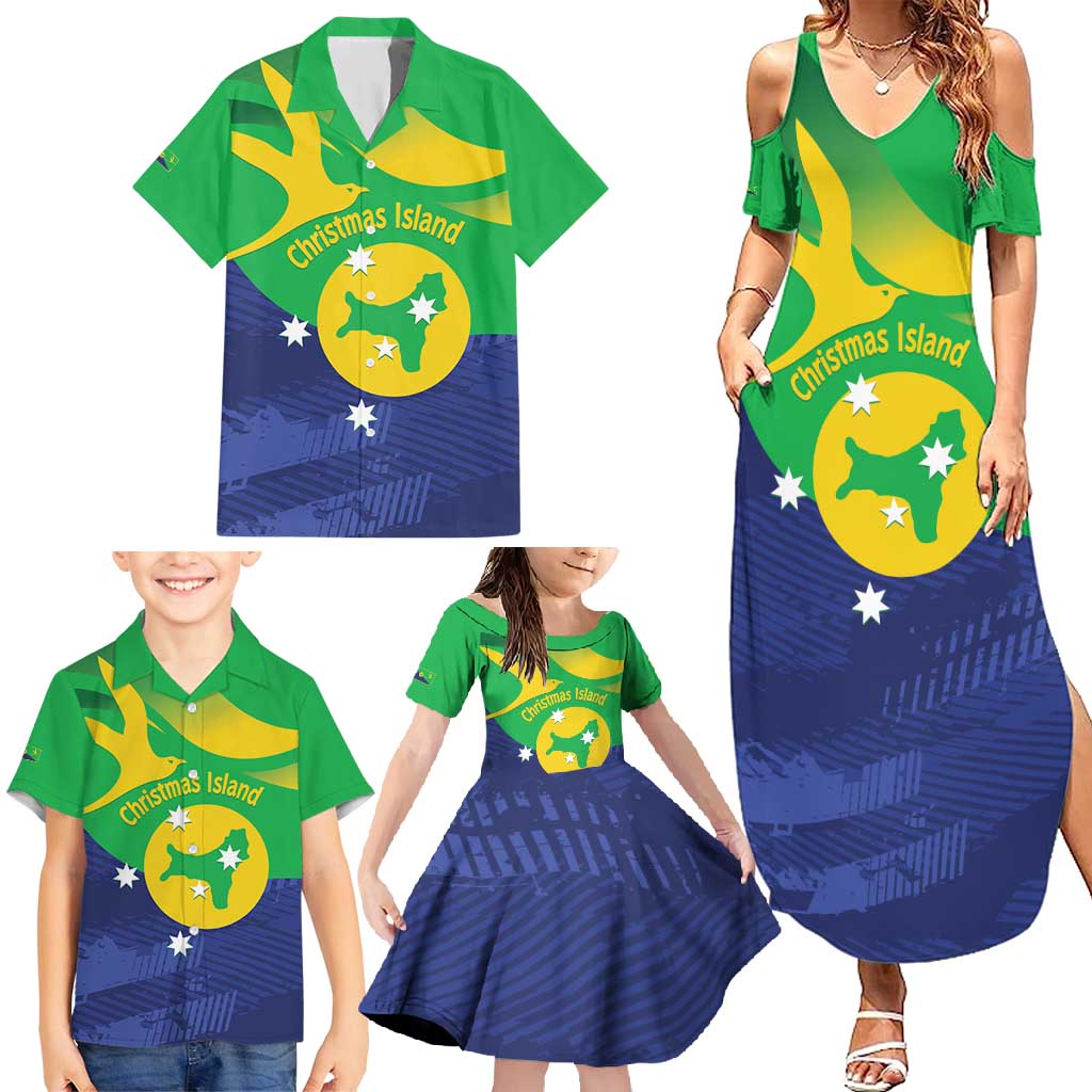 Personalised Australia Christmas Island Family Matching Summer Maxi Dress and Hawaiian Shirt Wilayah Pulau Krismas Flag Color - Aussie Hoodie