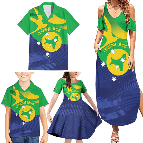 Personalised Australia Christmas Island Family Matching Summer Maxi Dress and Hawaiian Shirt Wilayah Pulau Krismas Flag Color - Aussie Hoodie