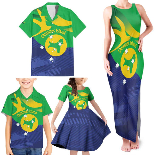 Personalised Australia Christmas Island Family Matching Tank Maxi Dress and Hawaiian Shirt Wilayah Pulau Krismas Flag Color - Aussie Hoodie
