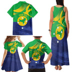 Personalised Australia Christmas Island Family Matching Tank Maxi Dress and Hawaiian Shirt Wilayah Pulau Krismas Flag Color - Aussie Hoodie
