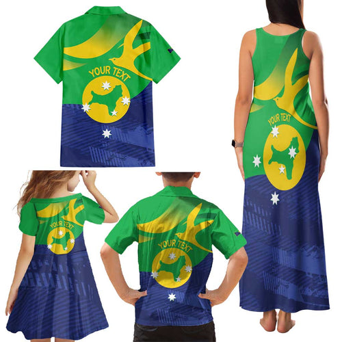 Personalised Australia Christmas Island Family Matching Tank Maxi Dress and Hawaiian Shirt Wilayah Pulau Krismas Flag Color - Aussie Hoodie