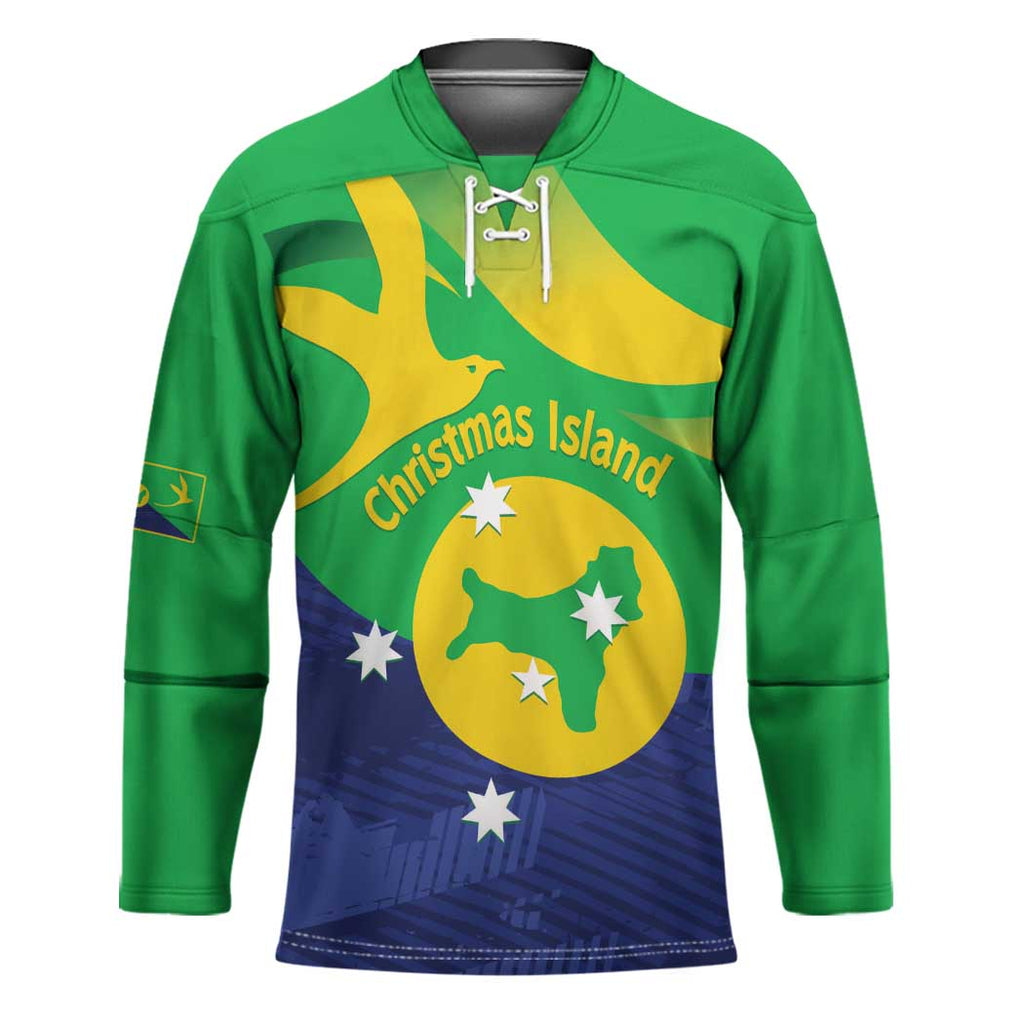 Personalised Australia Christmas Island Hockey Jersey Wilayah Pulau Krismas Flag Color - Aussie Hoodie