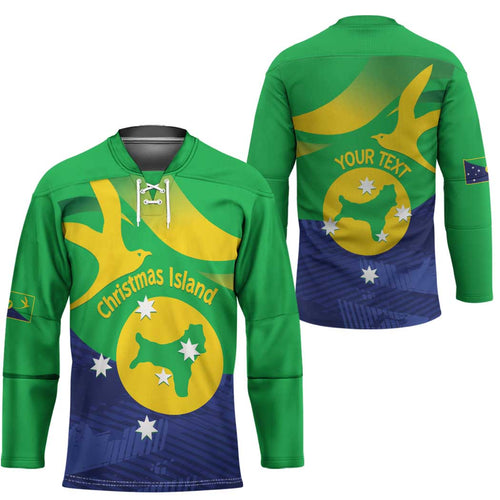 Personalised Australia Christmas Island Hockey Jersey Wilayah Pulau Krismas Flag Color - Aussie Hoodie