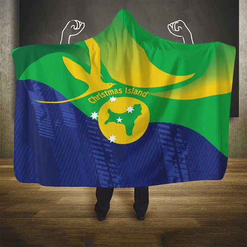Australia Christmas Island Hooded Blanket Wilayah Pulau Krismas Flag Color - Aussie Hoodie