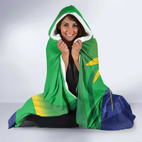 Australia Christmas Island Hooded Blanket Wilayah Pulau Krismas Flag Color - Aussie Hoodie
