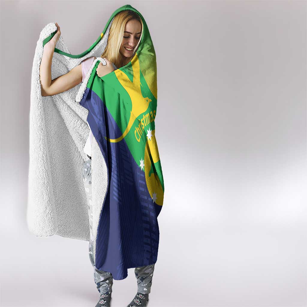 Australia Christmas Island Hooded Blanket Wilayah Pulau Krismas Flag Color - Aussie Hoodie