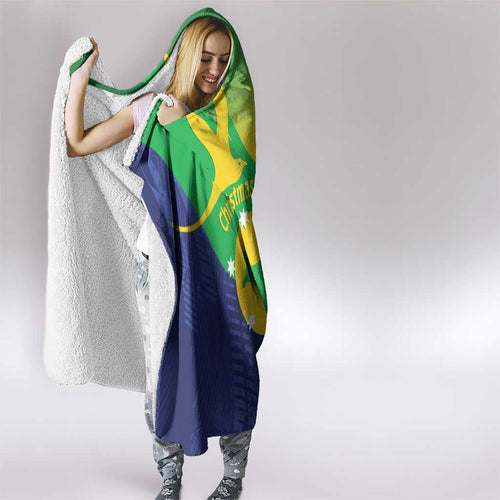 Australia Christmas Island Hooded Blanket Wilayah Pulau Krismas Flag Color - Aussie Hoodie