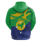 Personalised Australia Christmas Island Hoodie Wilayah Pulau Krismas Flag Color - Aussie Hoodie