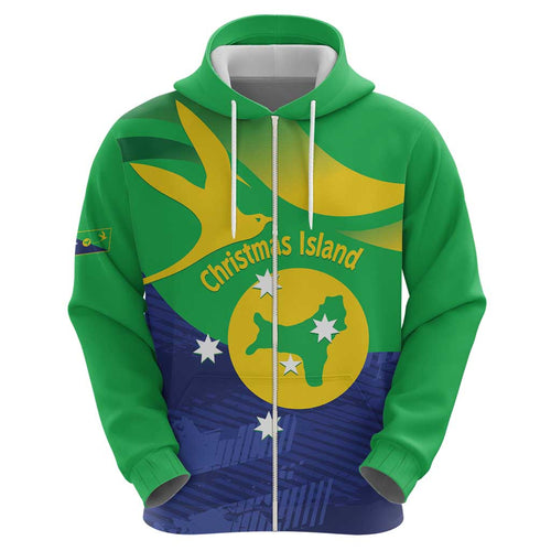 Personalised Australia Christmas Island Hoodie Wilayah Pulau Krismas Flag Color - Aussie Hoodie