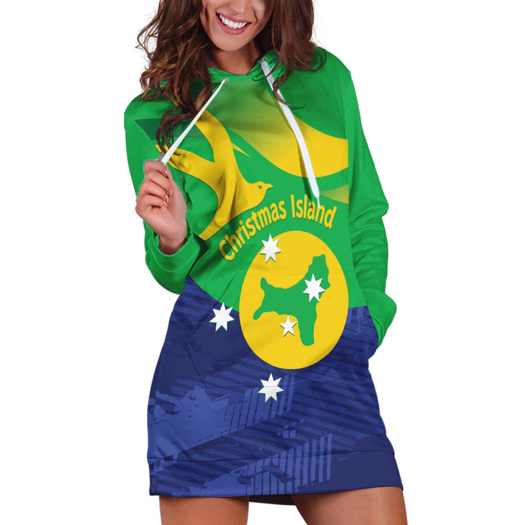 Personalised Australia Christmas Island Hoodie Dress Wilayah Pulau Krismas Flag Color - Aussie Hoodie
