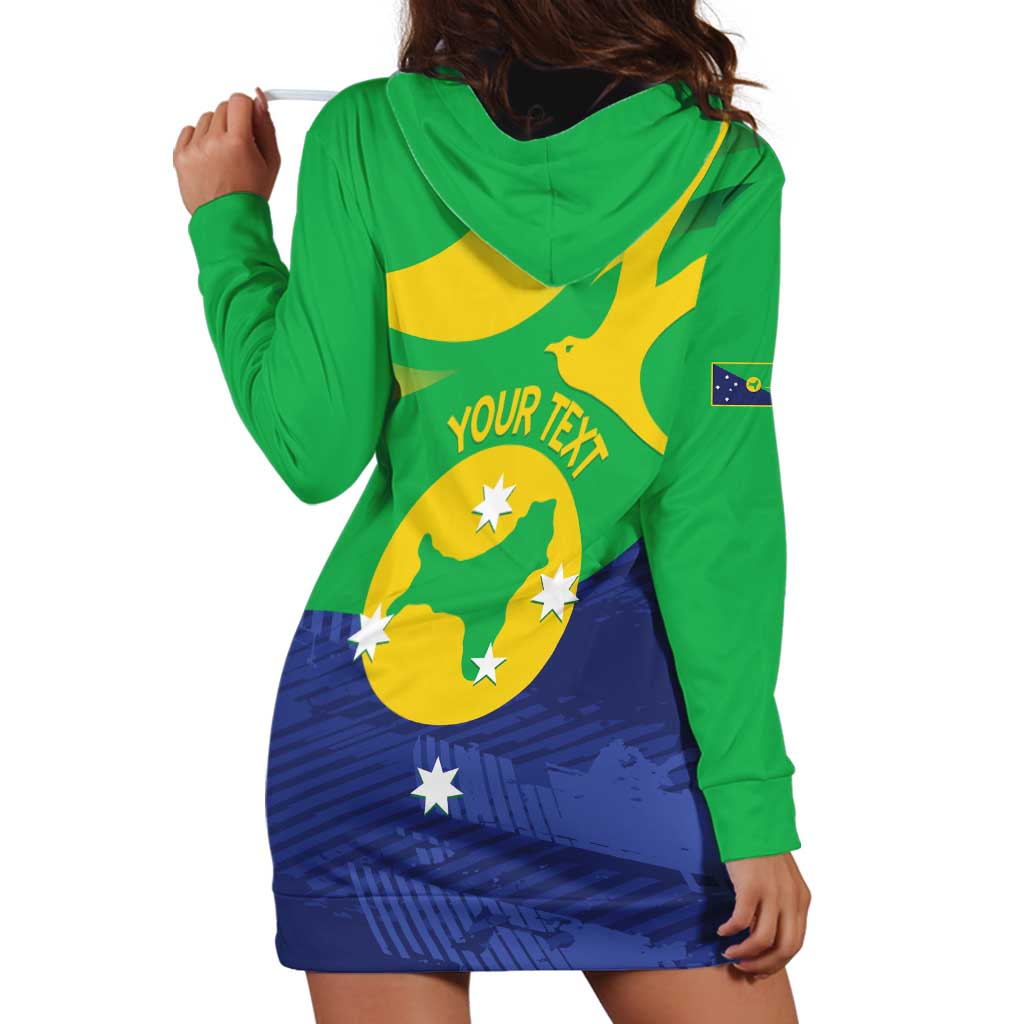Personalised Australia Christmas Island Hoodie Dress Wilayah Pulau Krismas Flag Color - Aussie Hoodie