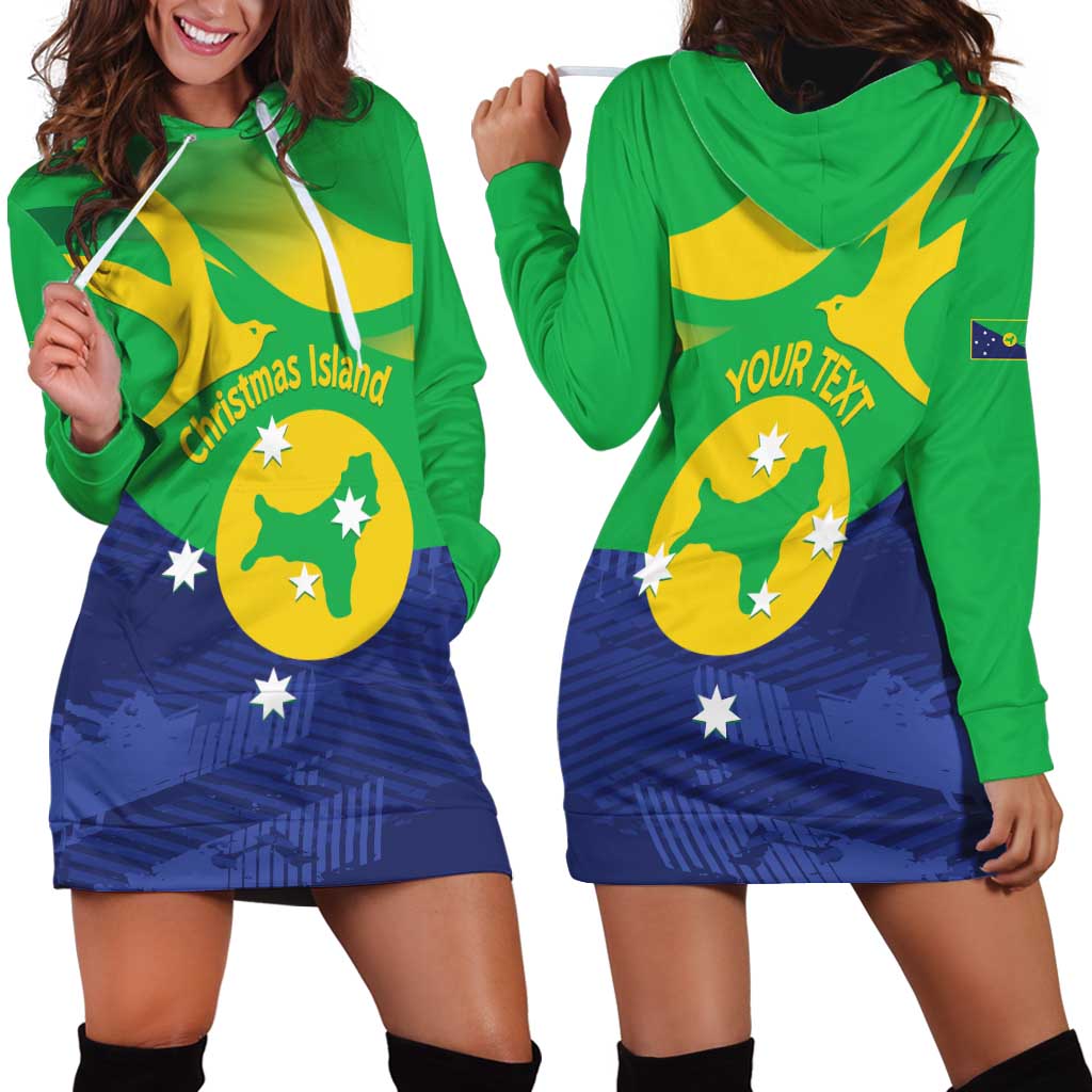 Personalised Australia Christmas Island Hoodie Dress Wilayah Pulau Krismas Flag Color - Aussie Hoodie