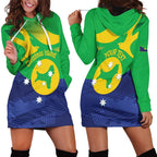 Personalised Australia Christmas Island Hoodie Dress Wilayah Pulau Krismas Flag Color - Aussie Hoodie