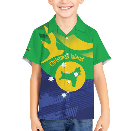 Personalised Australia Christmas Island Kid Hawaiian Shirt Wilayah Pulau Krismas Flag Color - Aussie Hoodie