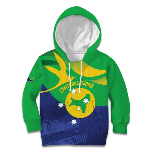 Personalised Australia Christmas Island Kid Hoodie Wilayah Pulau Krismas Flag Color - Aussie Hoodie